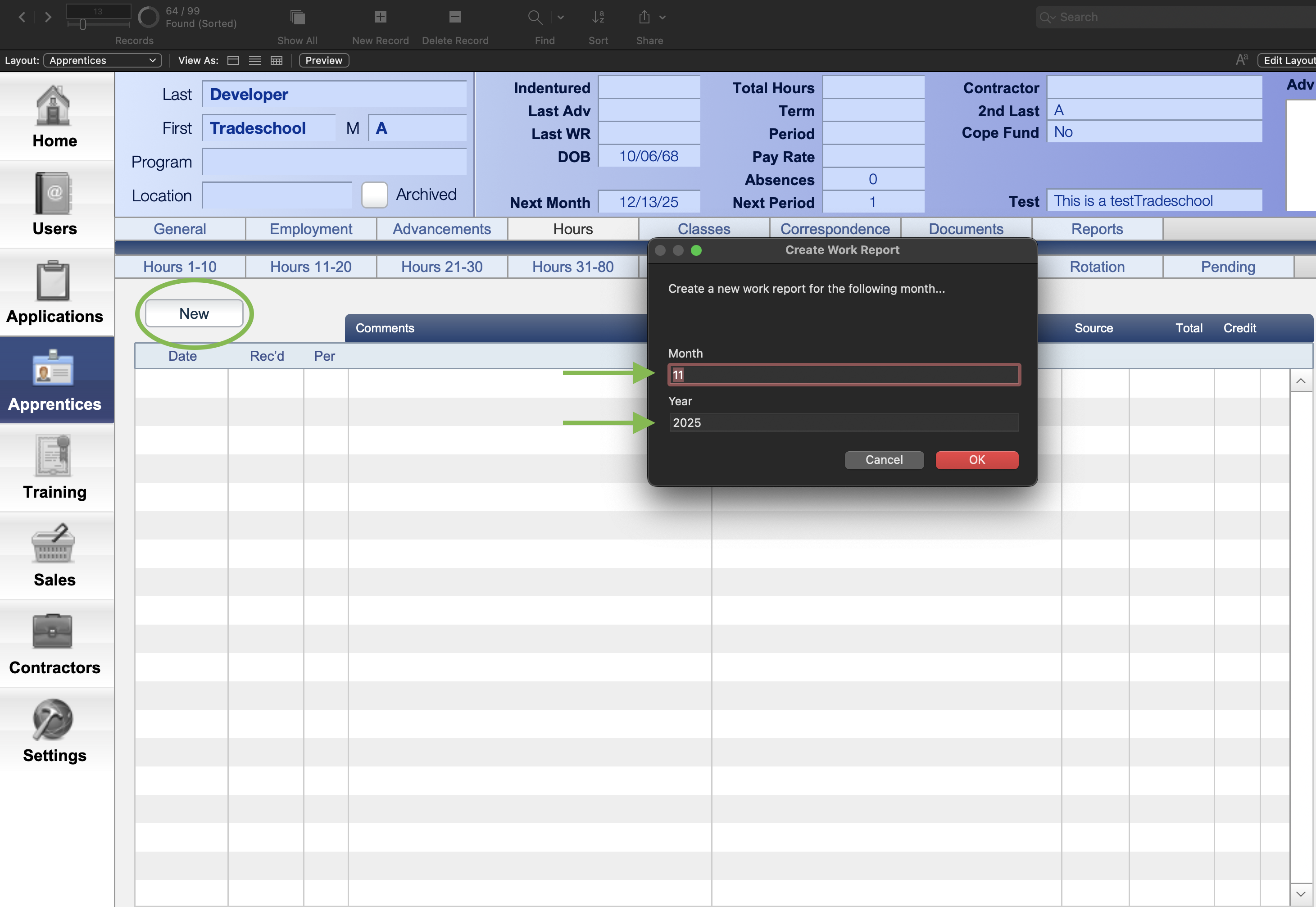 Enter Apprentice Work Hours – TradeSchool Help